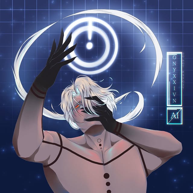 Blue celestial character illustration by Onyxxivn